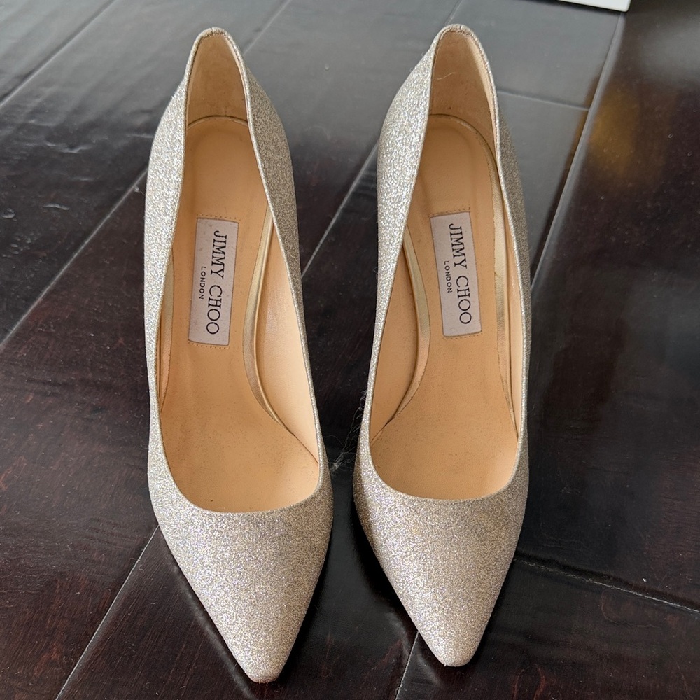 Jimmy Choo Sparkling Silver Heels